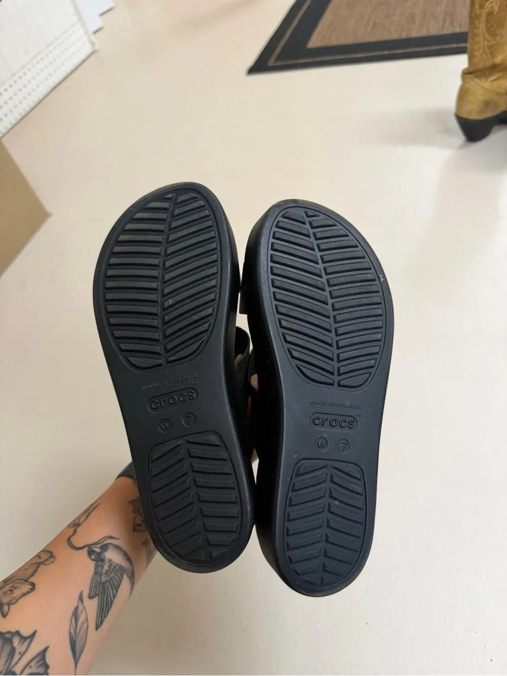 CROCS Black Platform Slide Sandals